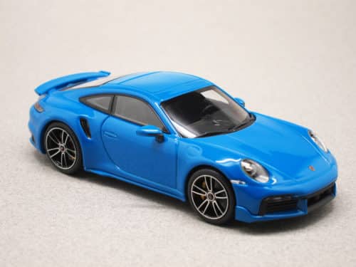 Porsche 911 Turbo S Sport Design 992 bleue (Minichamps) 1/43e